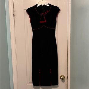 Stop Staring Black Dress with Red Accents